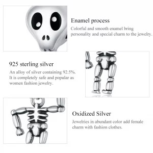 Charms Typu Pandora Halloweenowy człowiek z czaszką - SCC1617