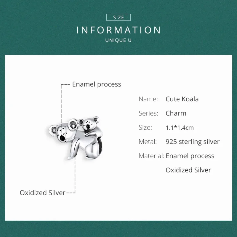 (zdjęcie do) Charms Typu Pandora Koala z dzieckiem - BSC260 - Wyświetl 6