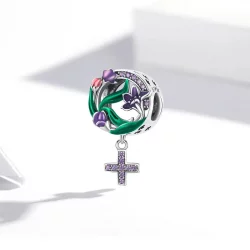 Charms Typu Pandora Kobieca Moc - Kwiatowy Krzyż - SCC2142