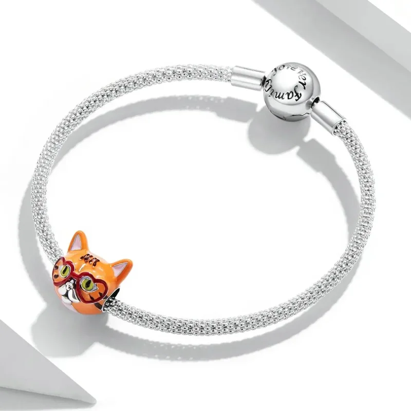 (zdjęcie do) Charms Typu Pandora Kochany Duży Pomarańczowy Kot - SCC2092 - Wyświetl 3