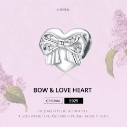 Charms Typu Pandora kokardka i miłość serca - BSC381