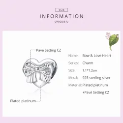 Charms Typu Pandora kokardka i miłość serca - BSC381