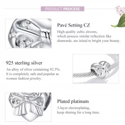 Charms Typu Pandora kokardka i miłość serca - BSC381