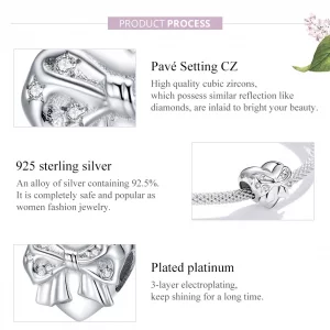 Charms Typu Pandora kokardka i miłość serca - BSC381