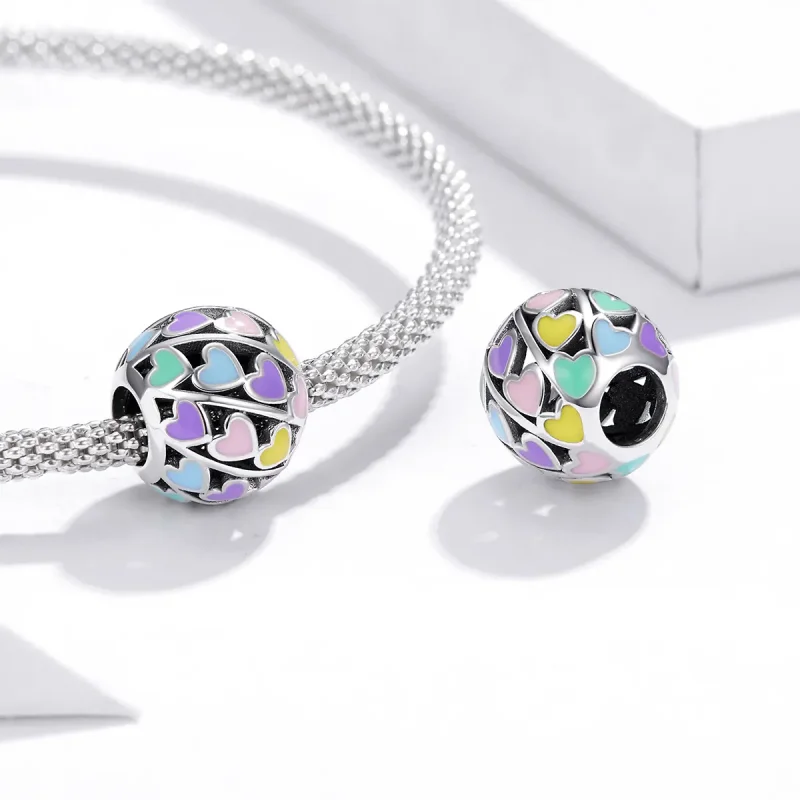 (zdjęcie do) Charms Typu Pandora Kolorowe serca - SCC1758 - Wyświetl 4