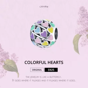 Charms Typu Pandora Kolorowe serca - SCC1758