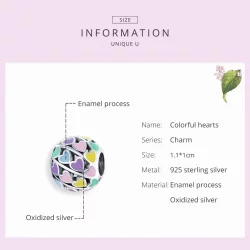 Charms Typu Pandora Kolorowe serca - SCC1758