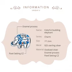 Charms Typu Pandora Kolorowy mały słoń - SCC1821