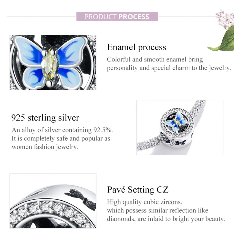 (zdjęcie do) Charms Typu Pandora Kolorowy motyl - SCC1682 - Wyświetl 8