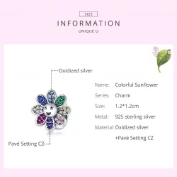 Charms Typu Pandora Kolorowy słonecznik - SCC1701