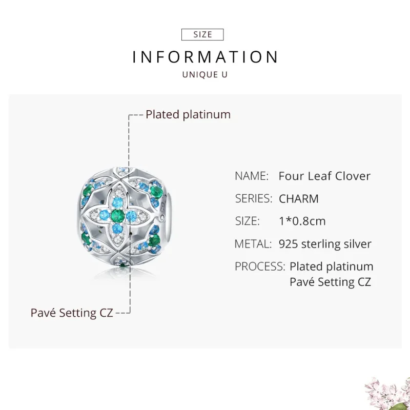 (zdjęcie do) Charms Typu Pandora koniczyna - BSC115 - Wyświetl 6