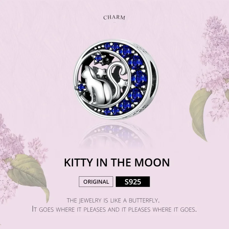 (zdjęcie do) Charms Typu Pandora Kotek na księżycu - SCC1204 - Wyświetl 2