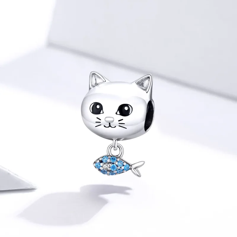 (zdjęcie do) Charms Typu Pandora Kotek Z Rybą - BSC226 - Wyświetl 2