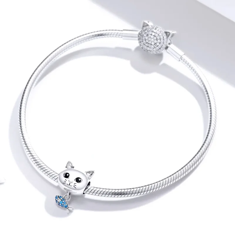 (zdjęcie do) Charms Typu Pandora Kotek Z Rybą - BSC226 - Wyświetl 3