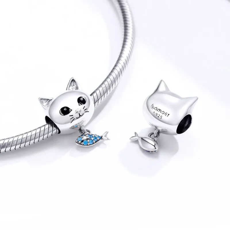 (zdjęcie do) Charms Typu Pandora Kotek Z Rybą - BSC226 - Wyświetl 4