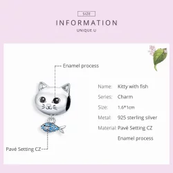 Charms Typu Pandora Kotek Z Rybą - BSC226