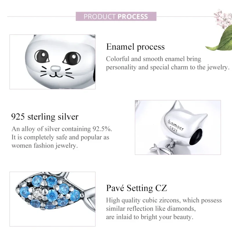 (zdjęcie do) Charms Typu Pandora Kotek Z Rybą - BSC226 - Wyświetl 8
