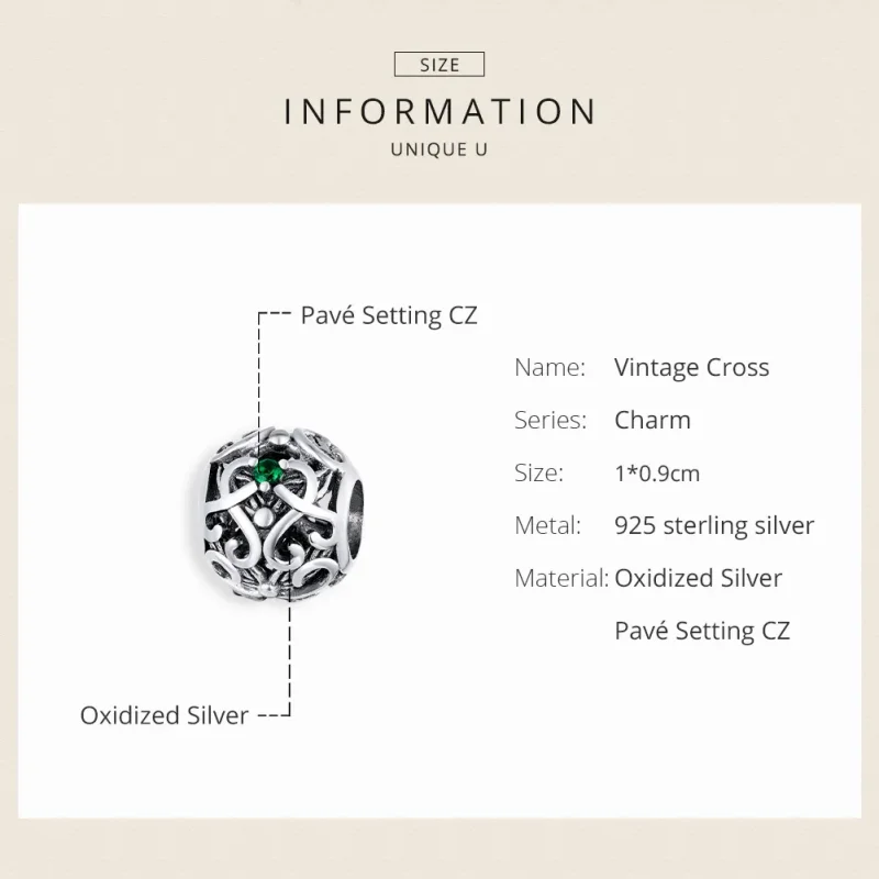 (zdjęcie do) Charms Typu Pandora Krzyż Vintage - SCC1511 - Wyświetl 6
