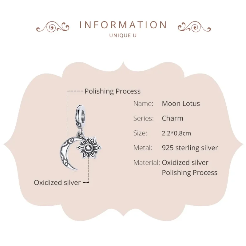 (zdjęcie do) Charms Typu Pandora księżyc Lotus - SCC1826 - Wyświetl 6
