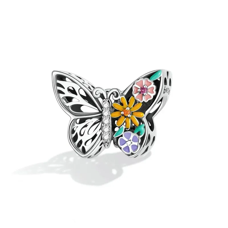(zdjęcie do) Charms Typu Pandora Kwiat Motyla - BSC588 - Wyświetl 2