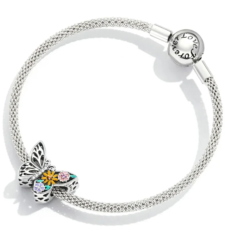 (zdjęcie do) Charms Typu Pandora Kwiat Motyla - BSC588 - Wyświetl 4