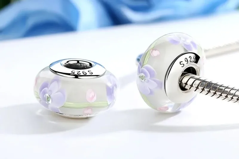 (zdjęcie do) Charms Typu Pandora Kwiaty Wisteria Szkło Murano - SCZ019 - Wyświetl 3