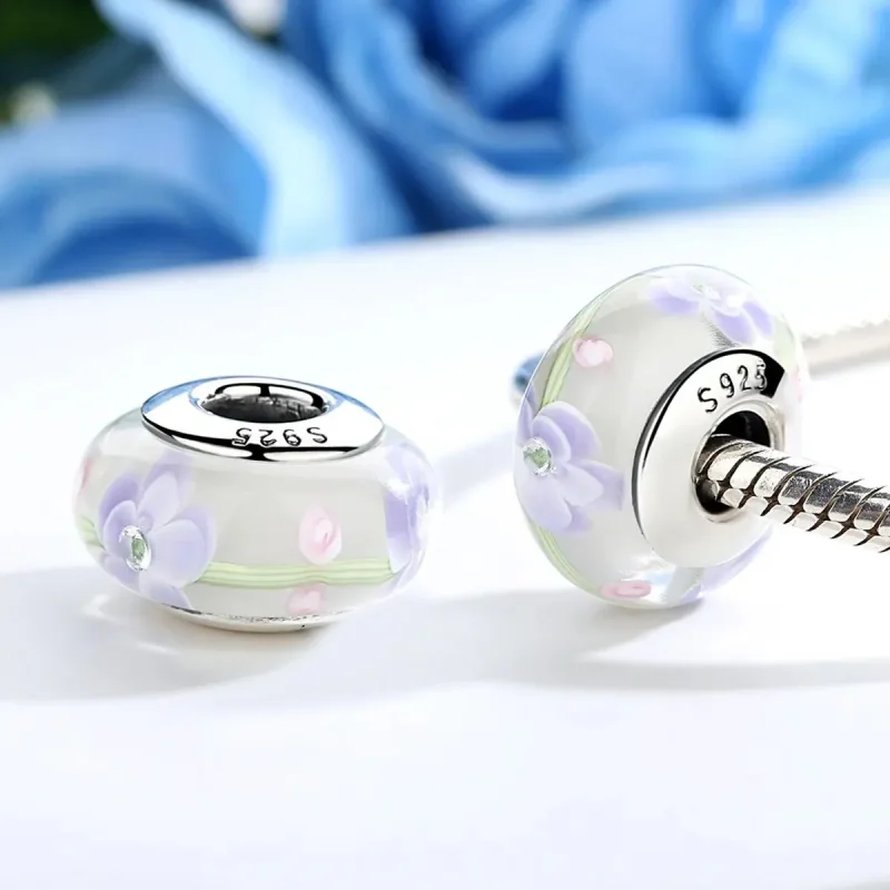 (zdjęcie do) Charms Typu Pandora Kwiaty Wisteria Szkło Murano - SCZ019 - Wyświetl 4