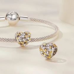 Charms Typu Pandora Liście W Kształcie Serca - BSC672