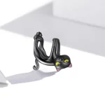 Charms Typu Pandora Śliczny Czarny Kot - BSC520