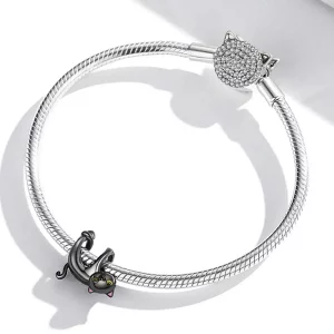 Charms Typu Pandora Śliczny Czarny Kot - BSC520