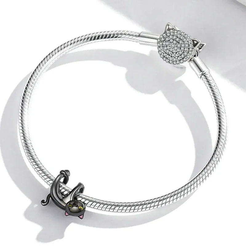 (zdjęcie do) Charms Typu Pandora Śliczny Czarny Kot - BSC520 - Wyświetl 3