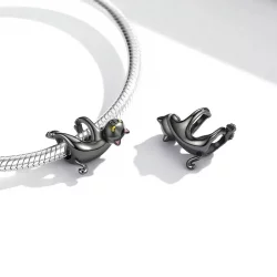 Charms Typu Pandora Śliczny Czarny Kot - BSC520