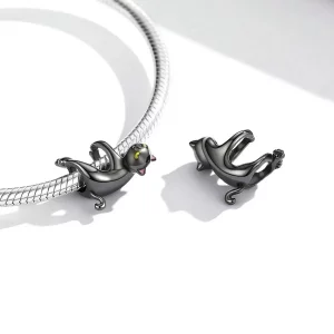 Charms Typu Pandora Śliczny Czarny Kot - BSC520