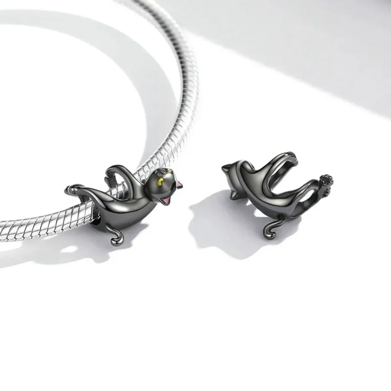 (zdjęcie do) Charms Typu Pandora Śliczny Czarny Kot - BSC520 - Wyświetl 4