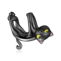 Charms Typu Pandora Śliczny Czarny Kot - BSC520