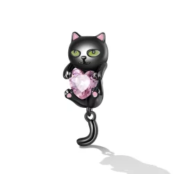 Charms Typu Pandora Mały Czarny Kot - SCC2329