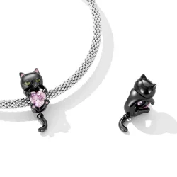 Charms Typu Pandora Mały Czarny Kot - SCC2329