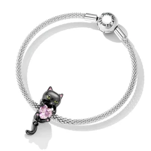 Charms Typu Pandora Mały Czarny Kot - SCC2329