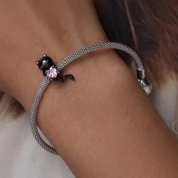 Charms Typu Pandora Mały Czarny Kot - SCC2329
