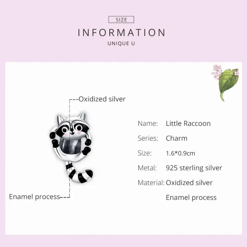 (zdjęcie do) Charms Typu Pandora Mały Szop pracz - BSC403 - Wyświetl 7