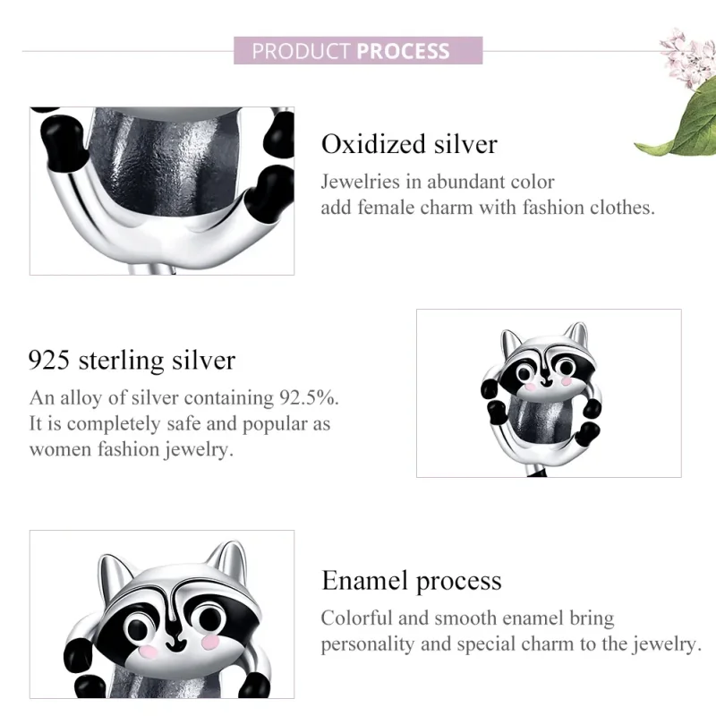 (zdjęcie do) Charms Typu Pandora Mały Szop pracz - BSC403 - Wyświetl 8