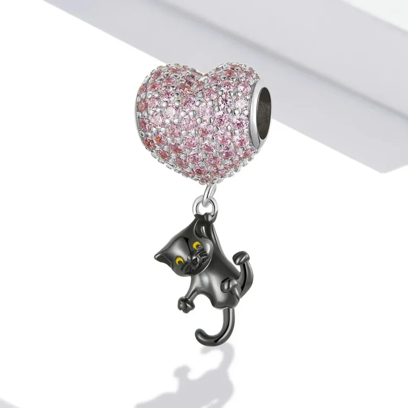 (zdjęcie do) Charms Typu Pandora Miłość Balon Czarny Kot - SCC2115 - Wyświetl 2