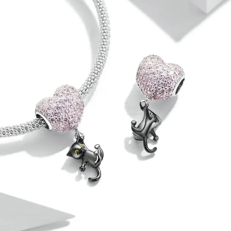 (zdjęcie do) Charms Typu Pandora Miłość Balon Czarny Kot - SCC2115 - Wyświetl 4