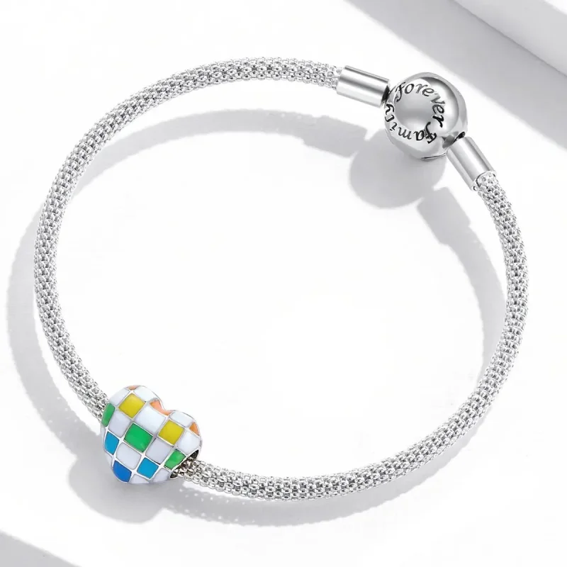 (zdjęcie do) Charms Typu Pandora Miłość Tęczowa szachownica - SCC2131 - Wyświetl 3
