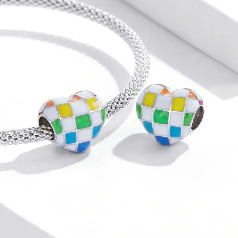 (zdjęcie do) Charms Typu Pandora Miłość Tęczowa szachownica - SCC2131 - Wyświetl 4