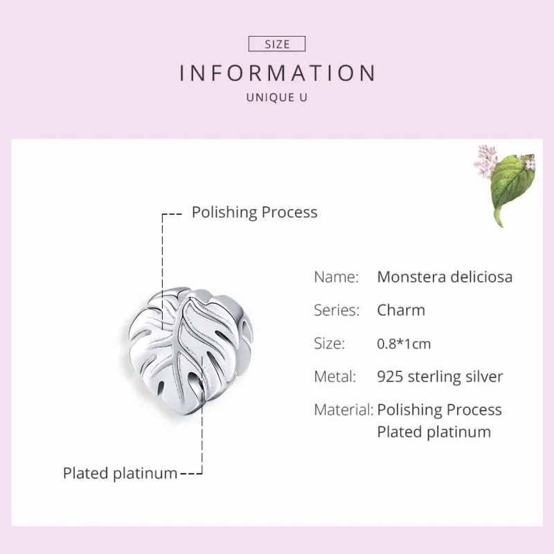 (zdjęcie do) Charms Typu Pandora Monstera Deliciosa - BSC141 - Wyświetl 7