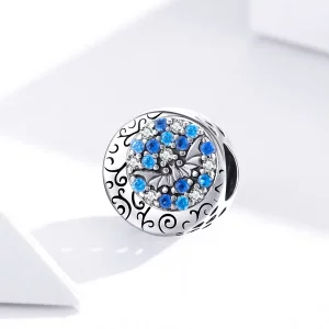 Charms Typu Pandora Niebieski kamień Tajemniczy nietoperz - SCC1554