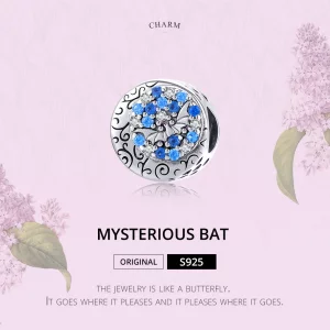 Charms Typu Pandora Niebieski kamień Tajemniczy nietoperz - SCC1554