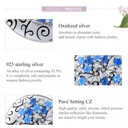 Charms Typu Pandora Niebieski kamień Tajemniczy nietoperz - SCC1554