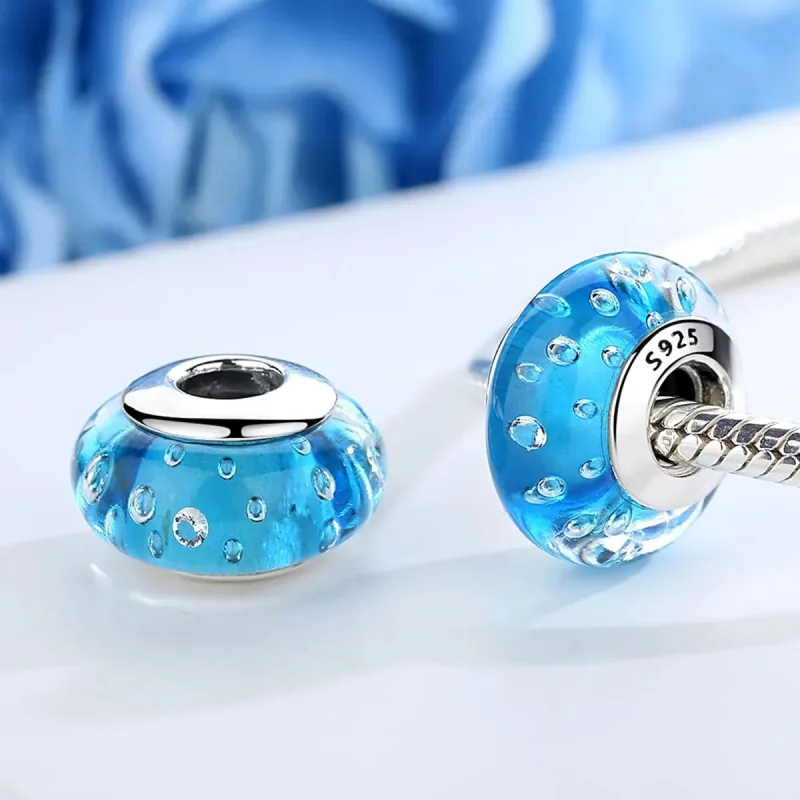 (zdjęcie do) Charms Typu Pandora Niebieski trend z gwintowanym szkłem Murano - SCZ029 - Wyświetl 3